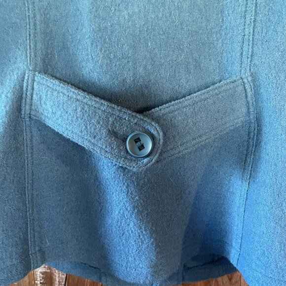 TRIA Women's Button Up Jacket Turquoise Blue Wool Size Large - Picture 6 of 6